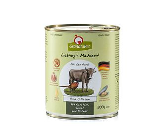 GranataPet Hovězí & bažant s mrkví, špenátem a světlicovým olejem