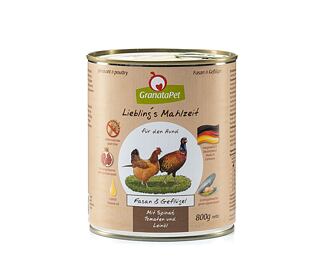 GranataPet Bažant & drůbeží se špenátem, rajčaty a lněným olejem