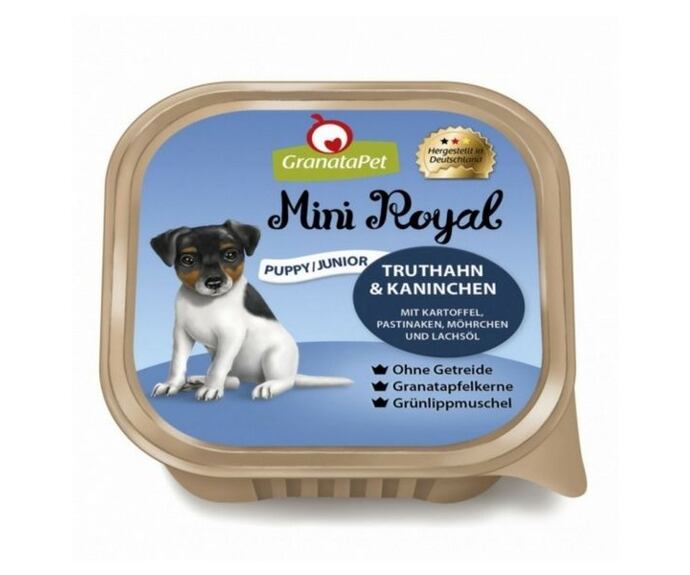 GranataPet Mini Royal Puppy/Junior Krůta & králík s bramborami, pastinákem, mrkví a lososovým olejem